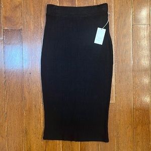 NWT Black Ribbed Midi Skirt